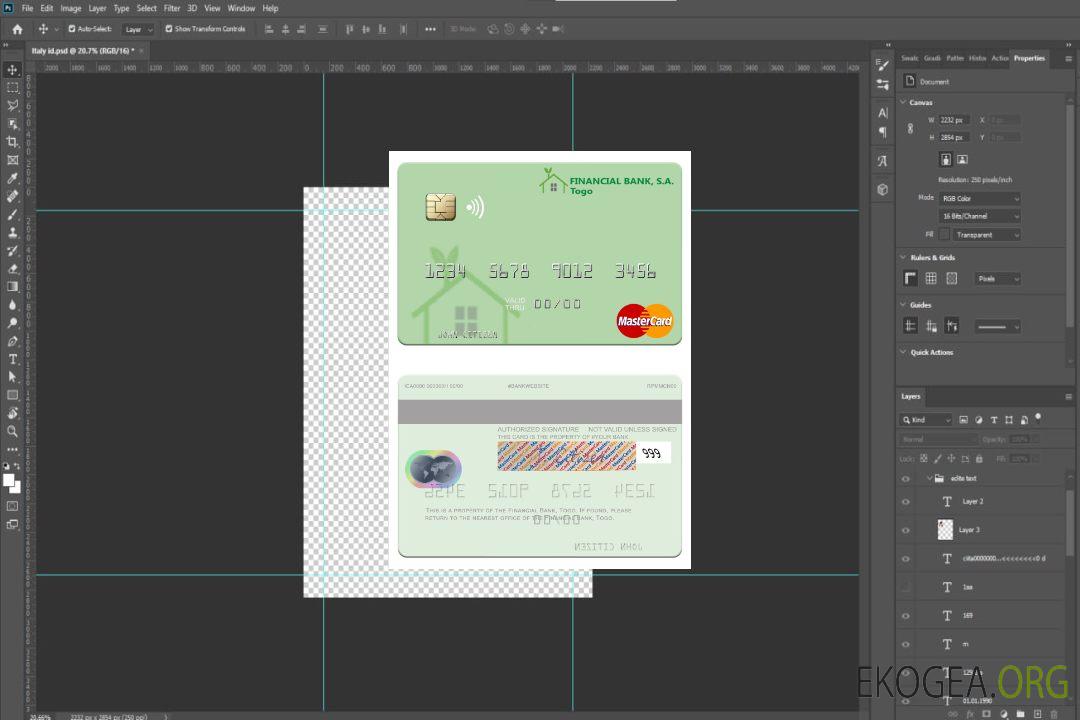 Carte Mastercard de la Banque Financière du Togo template Carte Mastercard de la Banque Financière du Togo template